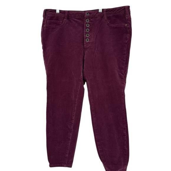 Anthropologie Pilcro High-Rise Button-Fly Skinny Corduroy Pants Purple Size 16W - Picture 3 of 5